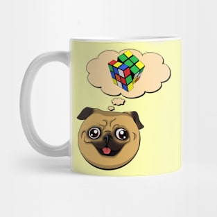 Crazy pug and rubik cube Mug